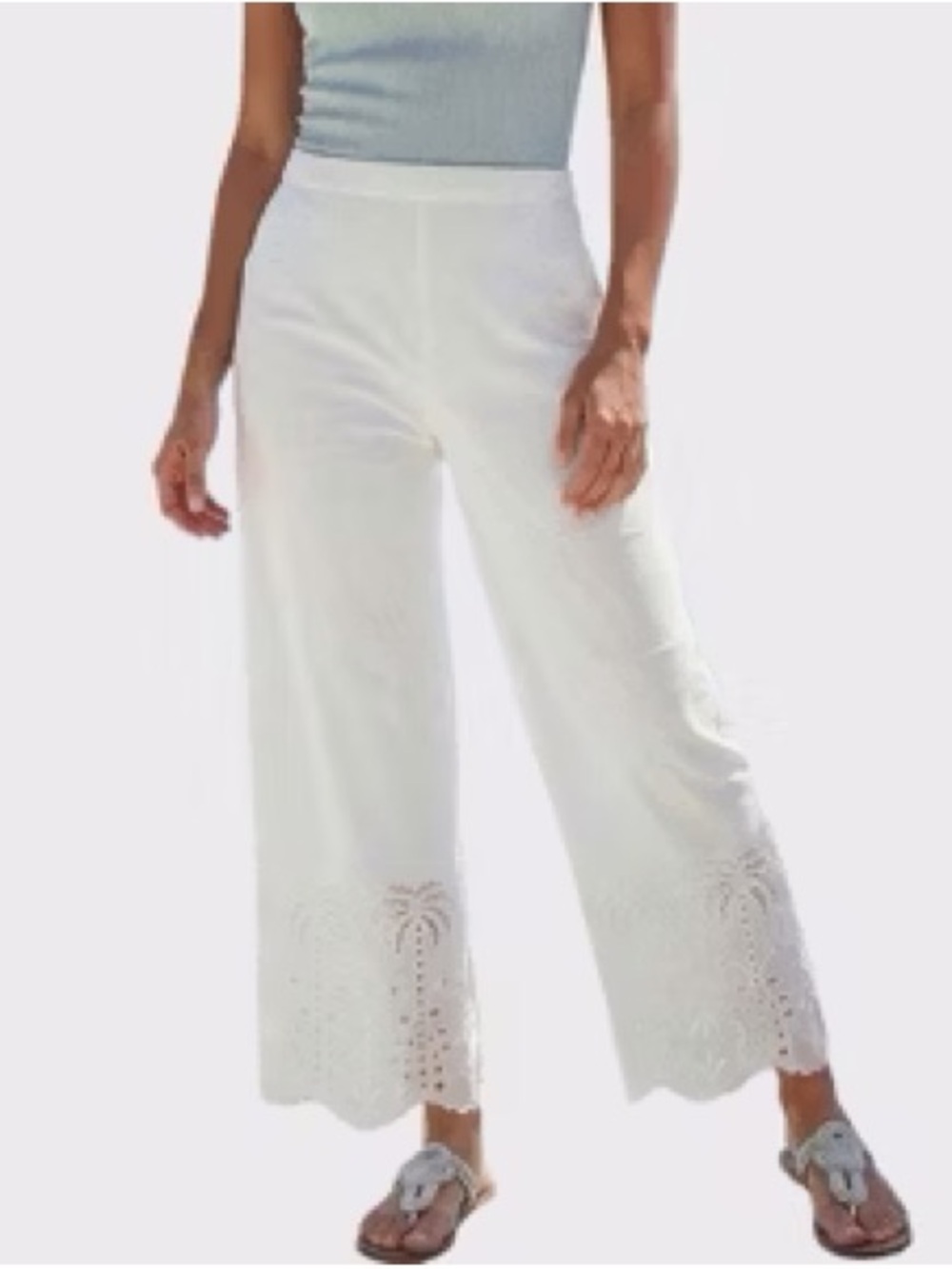 Calypso St. Barth White Linen Blend Cropped Pants Size Medium